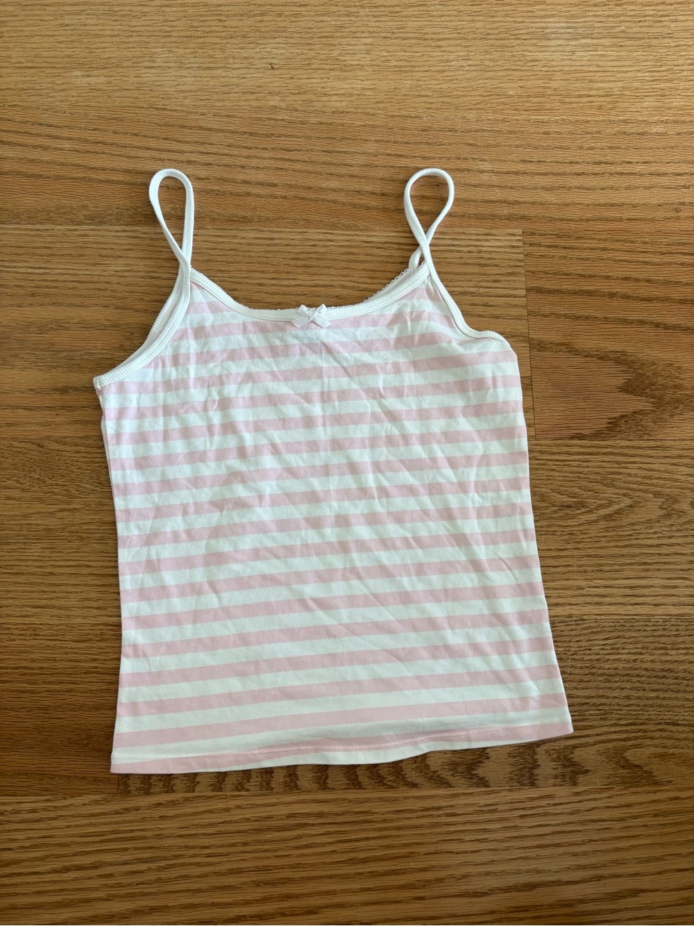 Pink & White Striped Cotton Camisole Tank Top